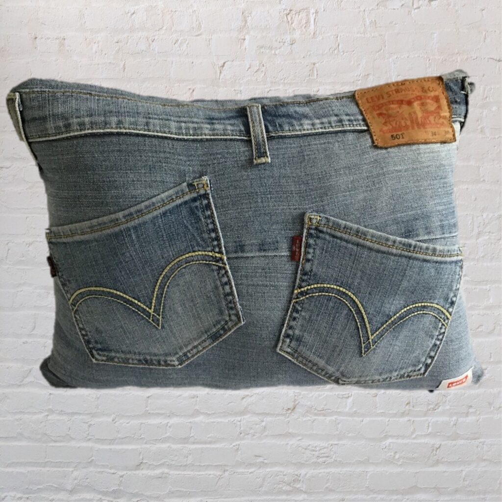 Customised Levi's 501 Cushion - Re-worked Denim Jeans
