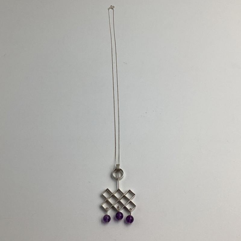 Iconic Modernist Silver Pendant | Silver and Amethyst Balls