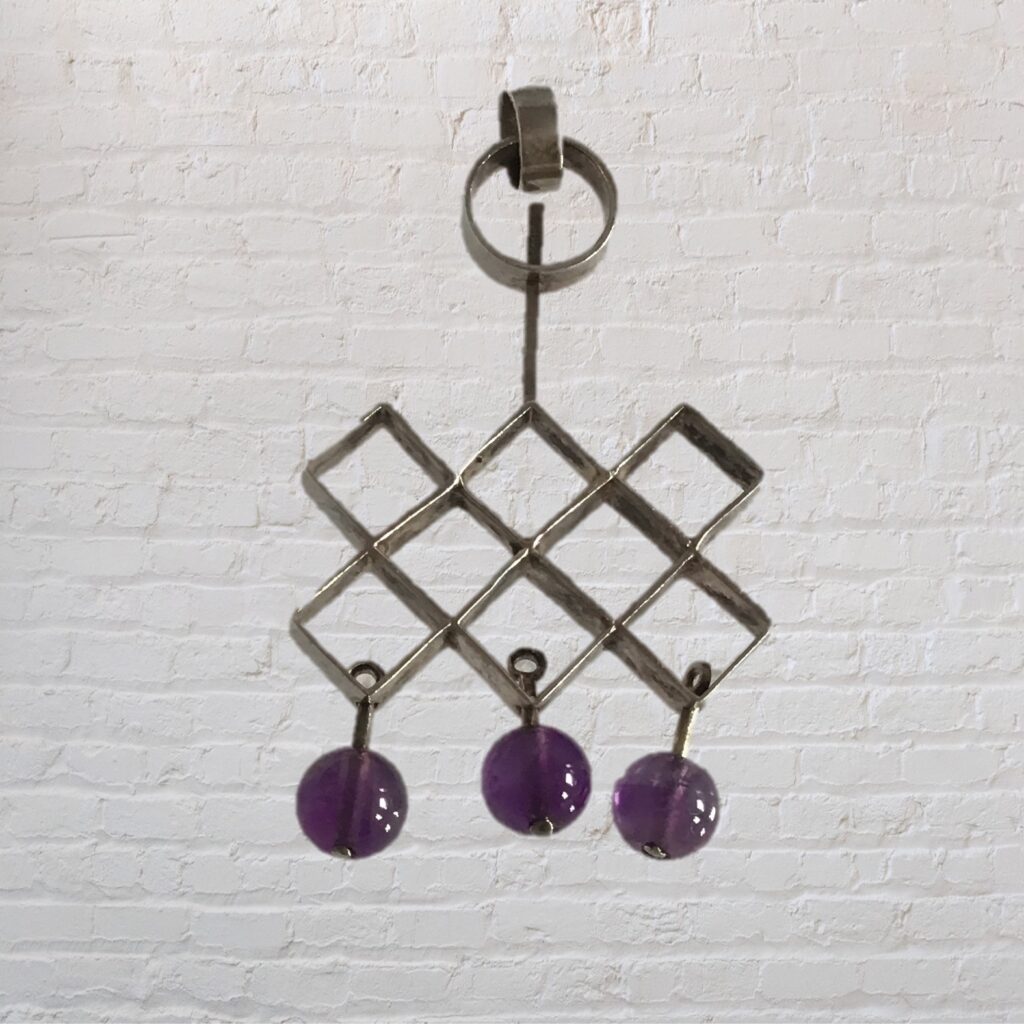 Iconic Modernist Silver Pendant | Silver and Amethyst Balls