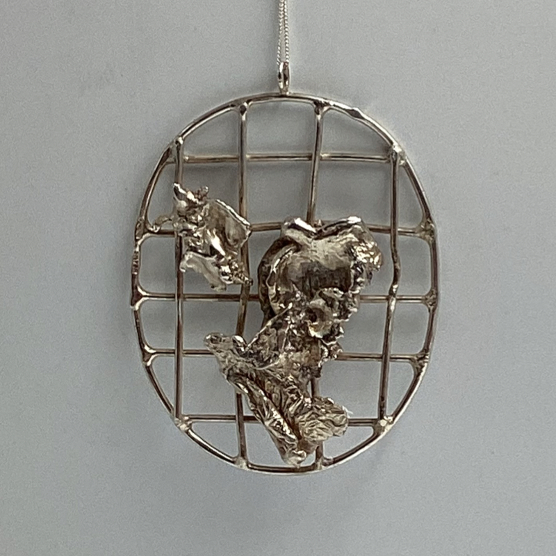 Vintage Mid-Century Brutalist Sterling Silver Pendant | Hallmarked Designer Jewelry