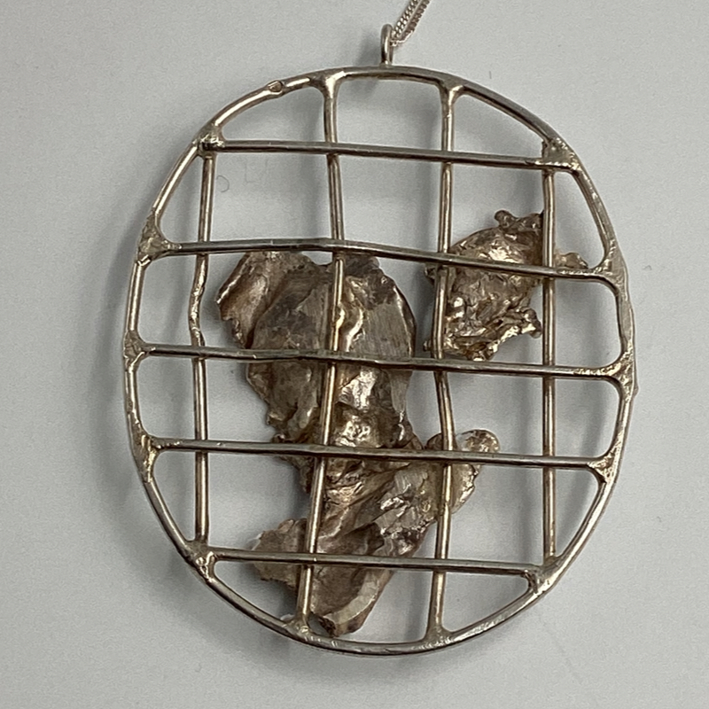 Vintage Mid-Century Brutalist Sterling Silver Pendant | Hallmarked Designer Jewelry