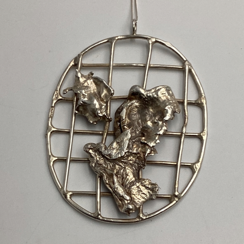 Mid-Century Brutalist Sterling Silver Pendant | Hallmarked