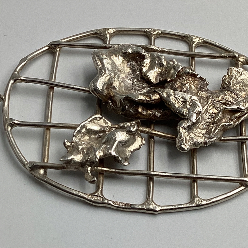 Vintage Mid-Century Brutalist Sterling Silver Pendant | Hallmarked Designer Jewelry