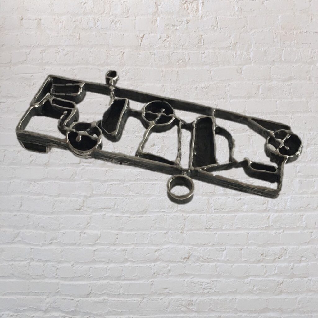 Modernist Silver Abstract Pendant Brutalist Art