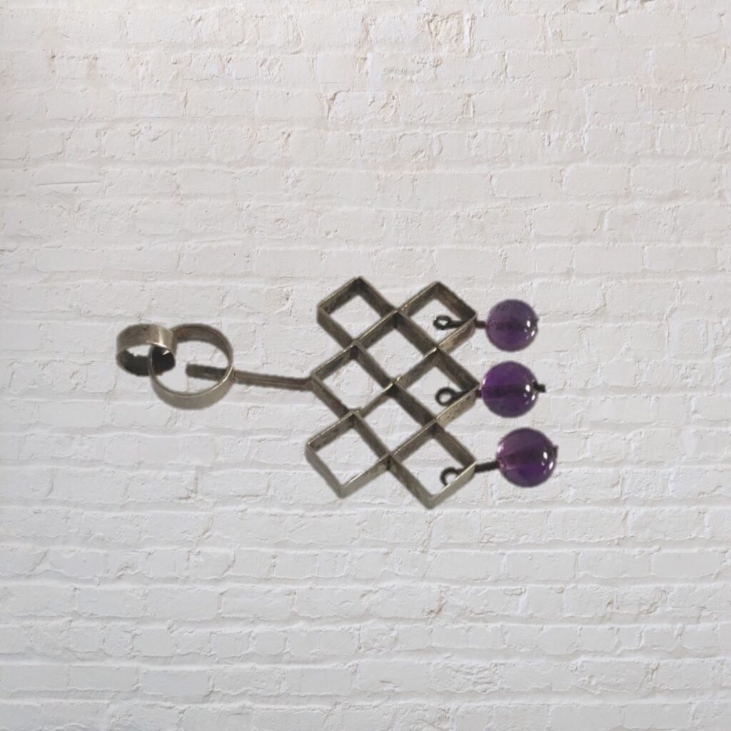 Iconic Modernist Silver Pendant | Silver and Amethyst Balls - Image 5