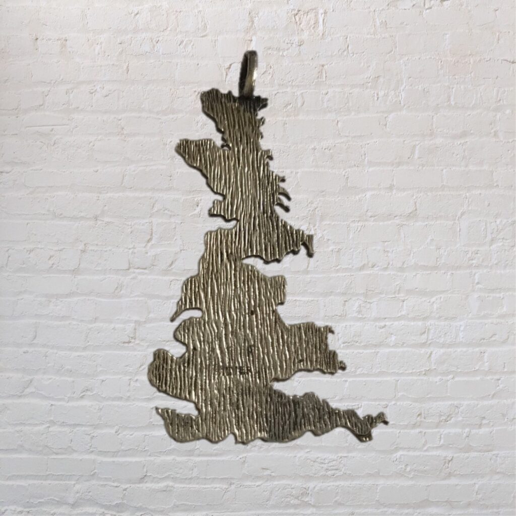 Rare Sterling Silver Pendant - UK Map with Queen