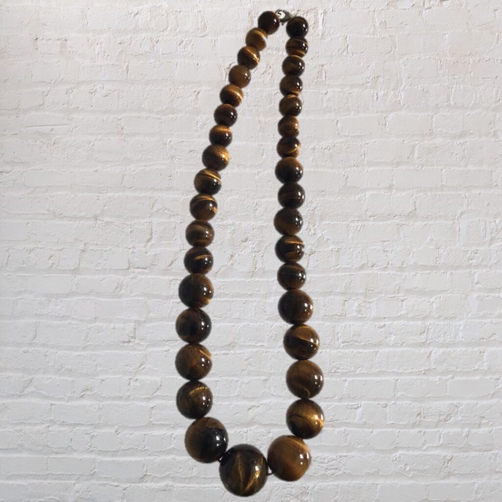 925 Tigers Eye Necklace | Heavy Beaded Silver Necklace