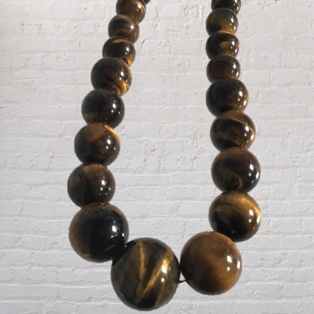 925 Tigers Eye Necklace | Heavy Beaded Silver Necklace