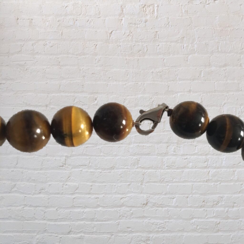 925 Tigers Eye Necklace | Heavy Beaded Silver Necklace