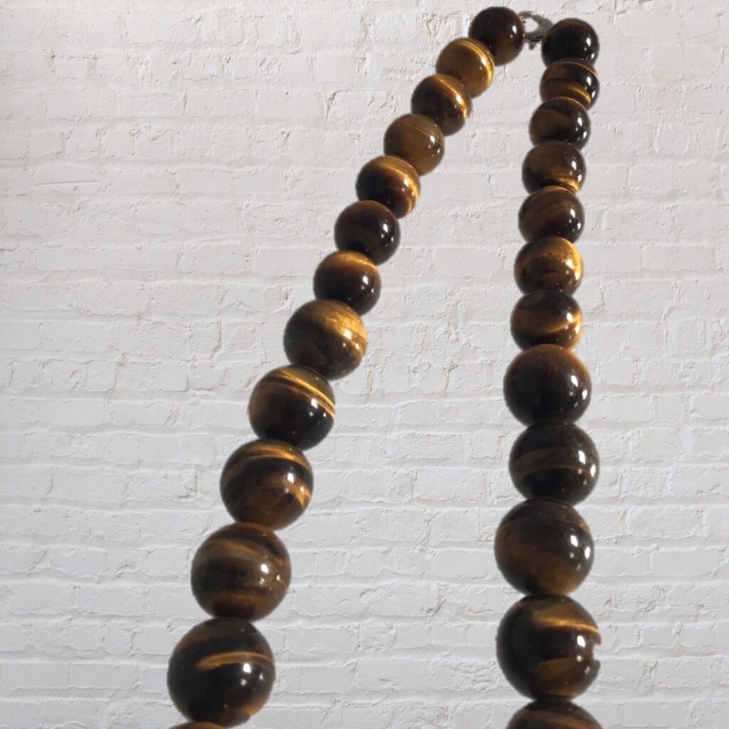 925 Tigers Eye Necklace | Heavy Beaded Silver Necklace