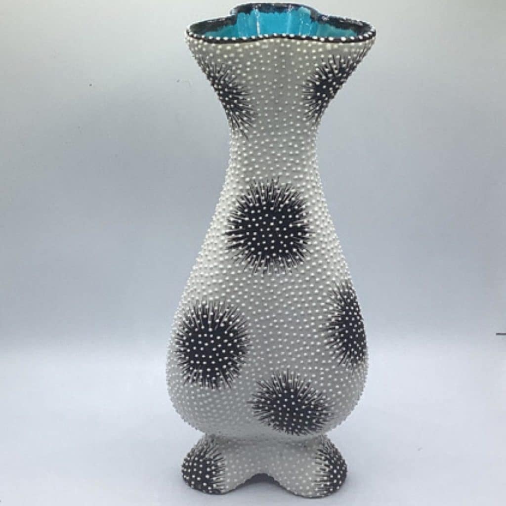 Mid Century Starburst Vase | Volpi Deruta Italian Pottery