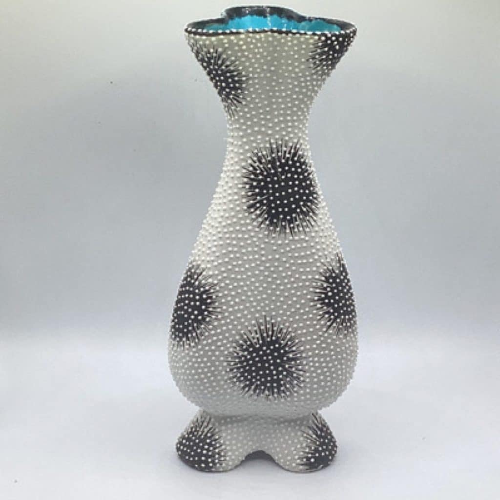 Mid Century Volpi Deruta Starburst Pottery Vase | Italy Italian