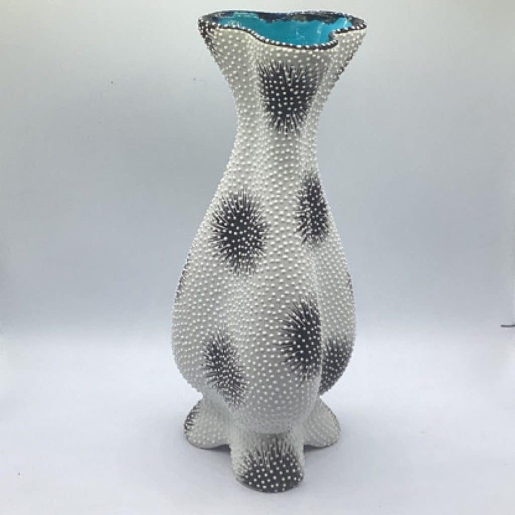 Mid Century Volpi Deruta Starburst Pottery Vase | Italy Italian
