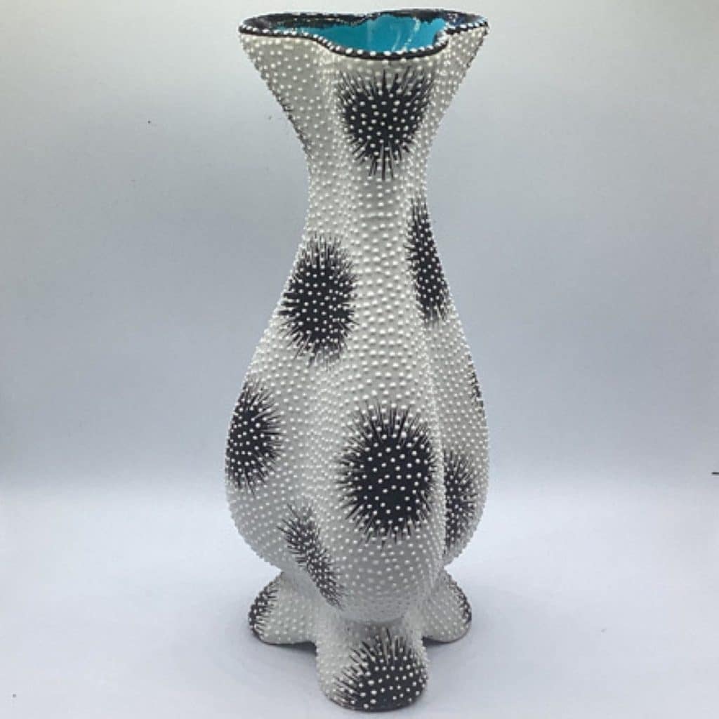 Mid Century Volpi Deruta Starburst Pottery Vase | Italy Italian