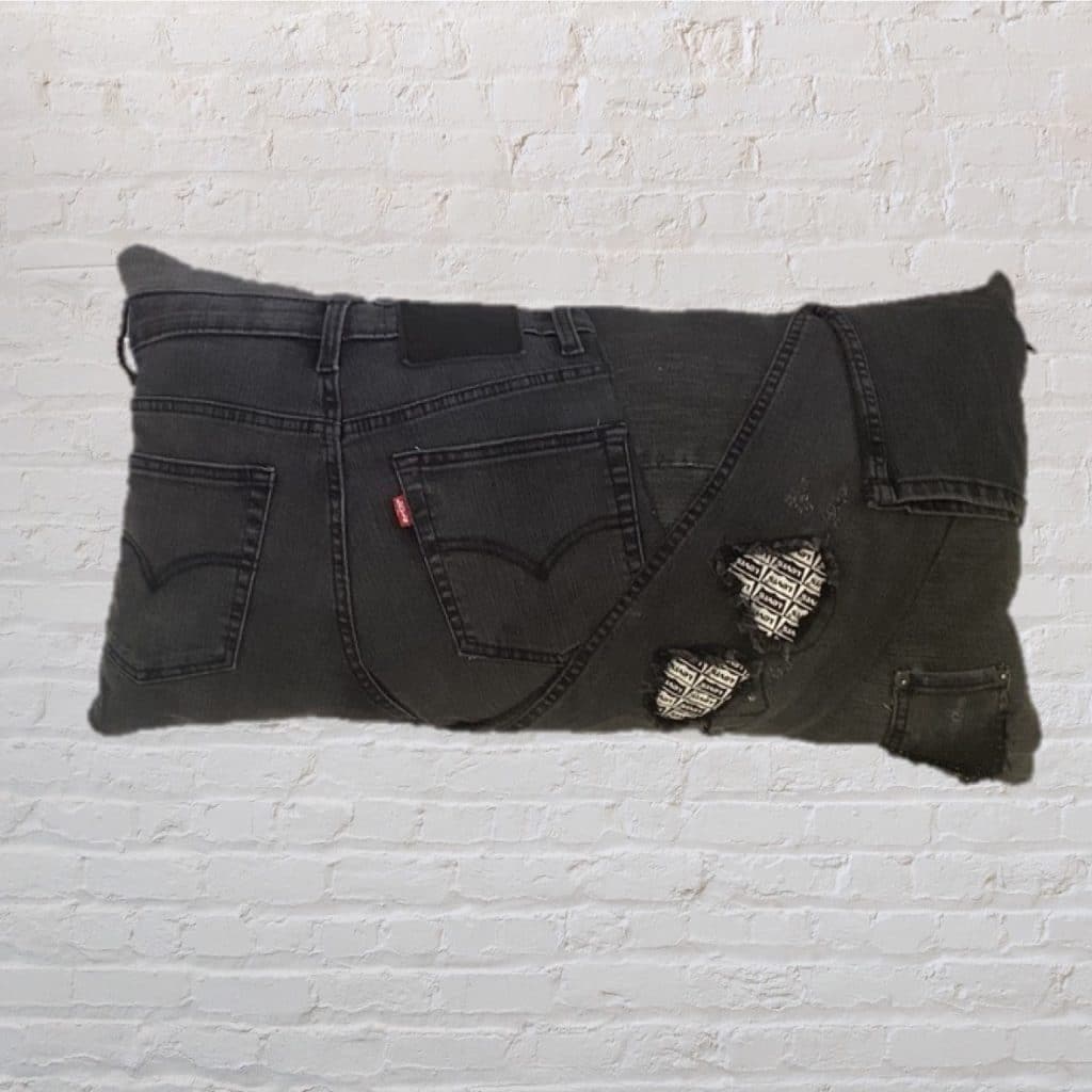 Designer Large Filled Cushion | Funky Black Levi's Jeans