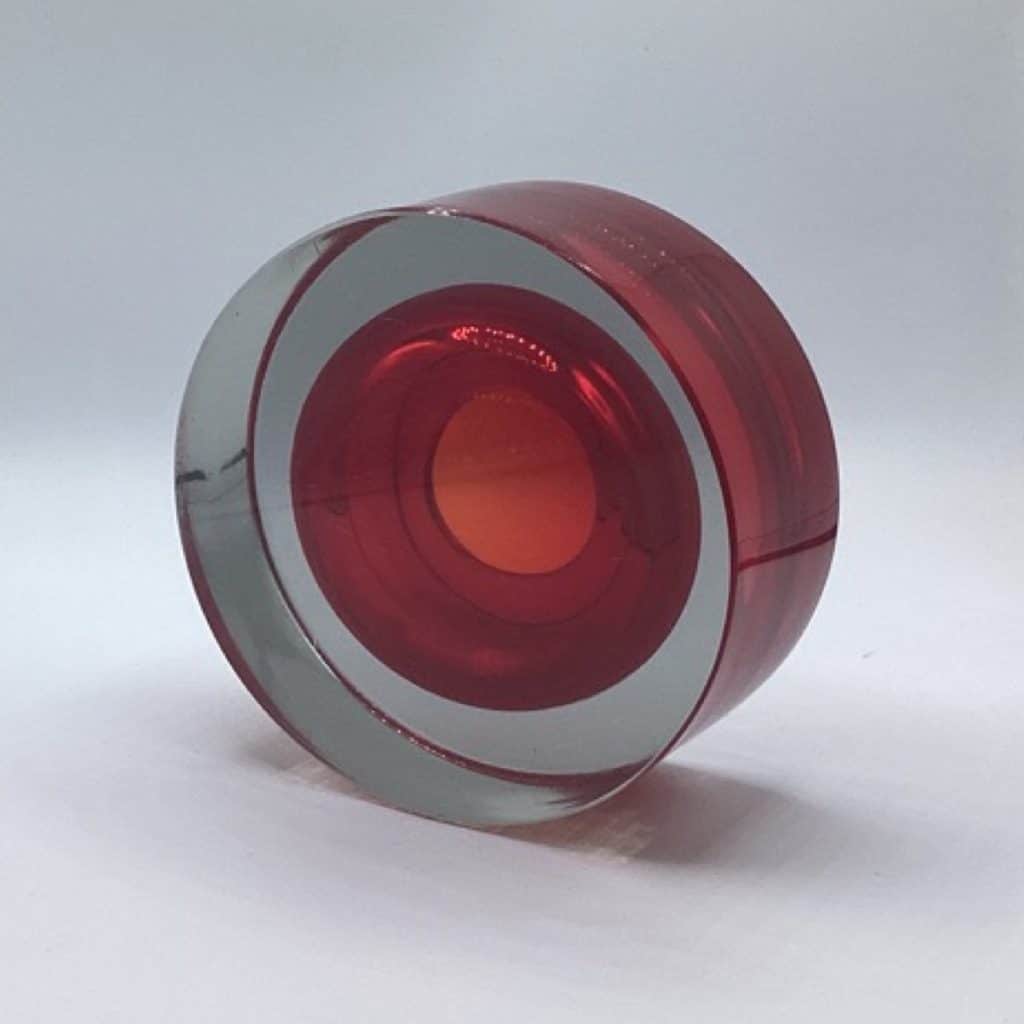 Mid Century 1960's Murano encased Red Glass Dish - Image 4