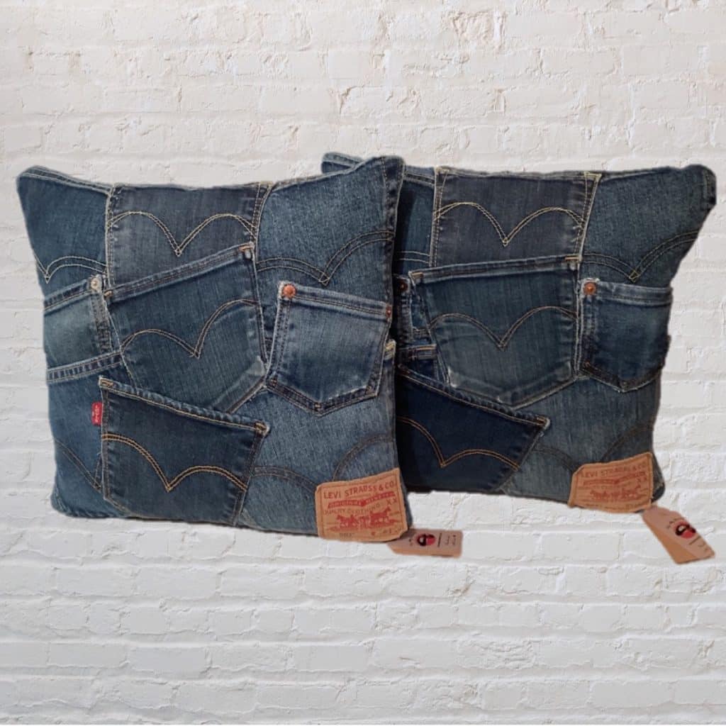 Blue Denim Handmade Cushions | Levi's 501 Jeans Pillows - Image 4