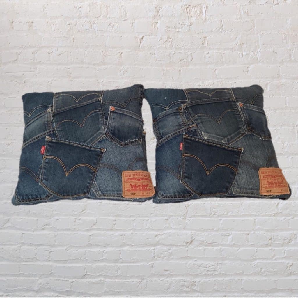 Vintage Blue Denim Cushion - Levi's 501 Jeans (pair)