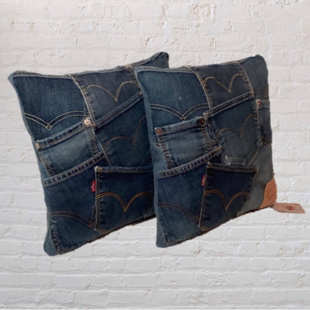 Vintage Blue Denim Cushion - Levi's 501 Jeans (pair)