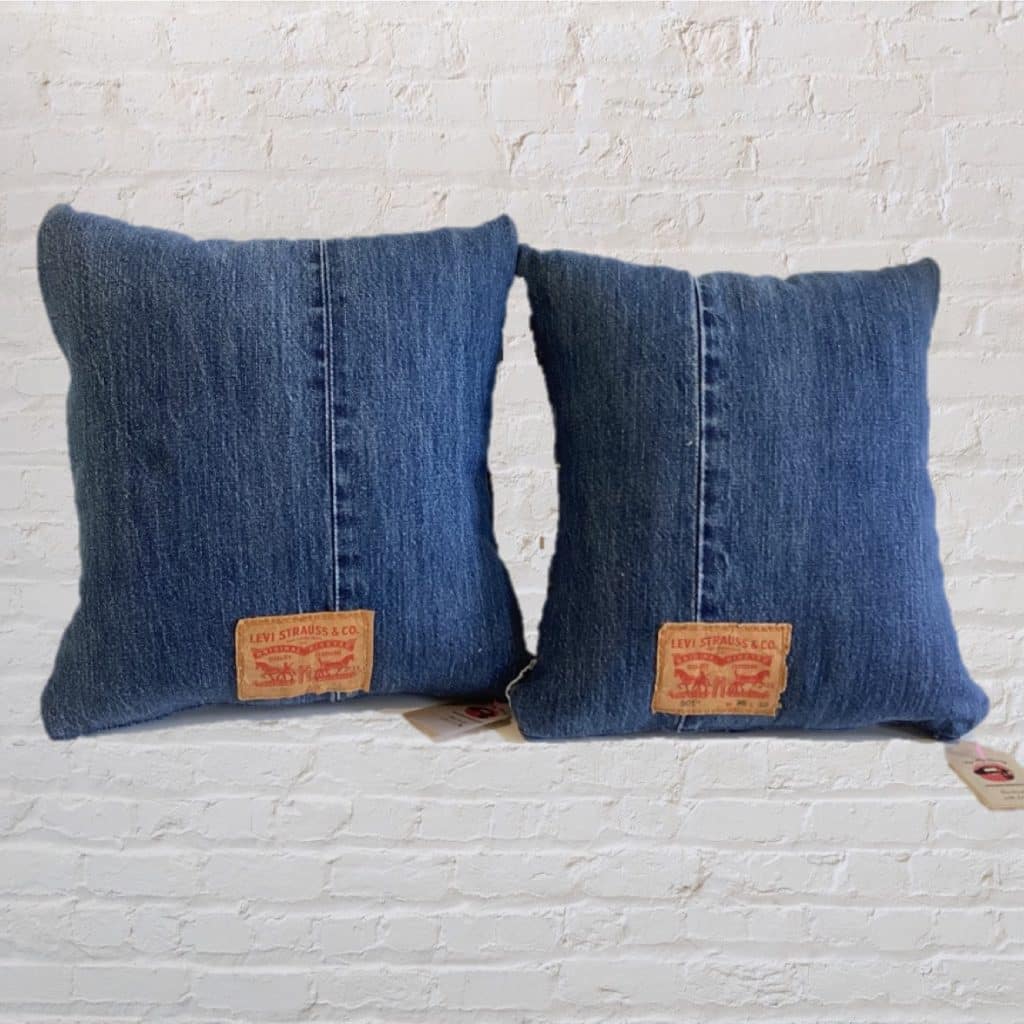 Designer re-worked Levi's 501 Cushions - Mixed Blue Denim