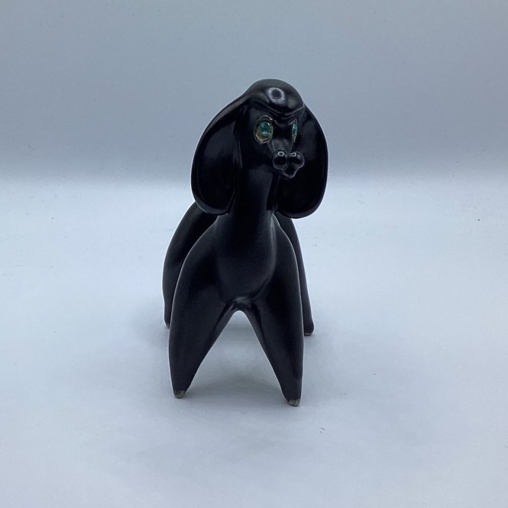 Vintage 1950's Stylised Poodle | Black pottery Sculpture - Image 2