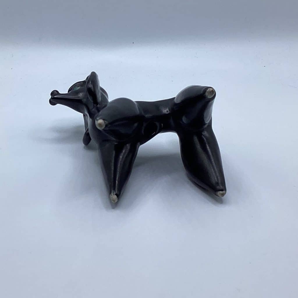 Vintage 1950’s Stylised Poodle | Black pottery Sculpture