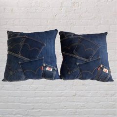 Designer Sofa Cushions | Unique Denim Jeans Pillows pair
