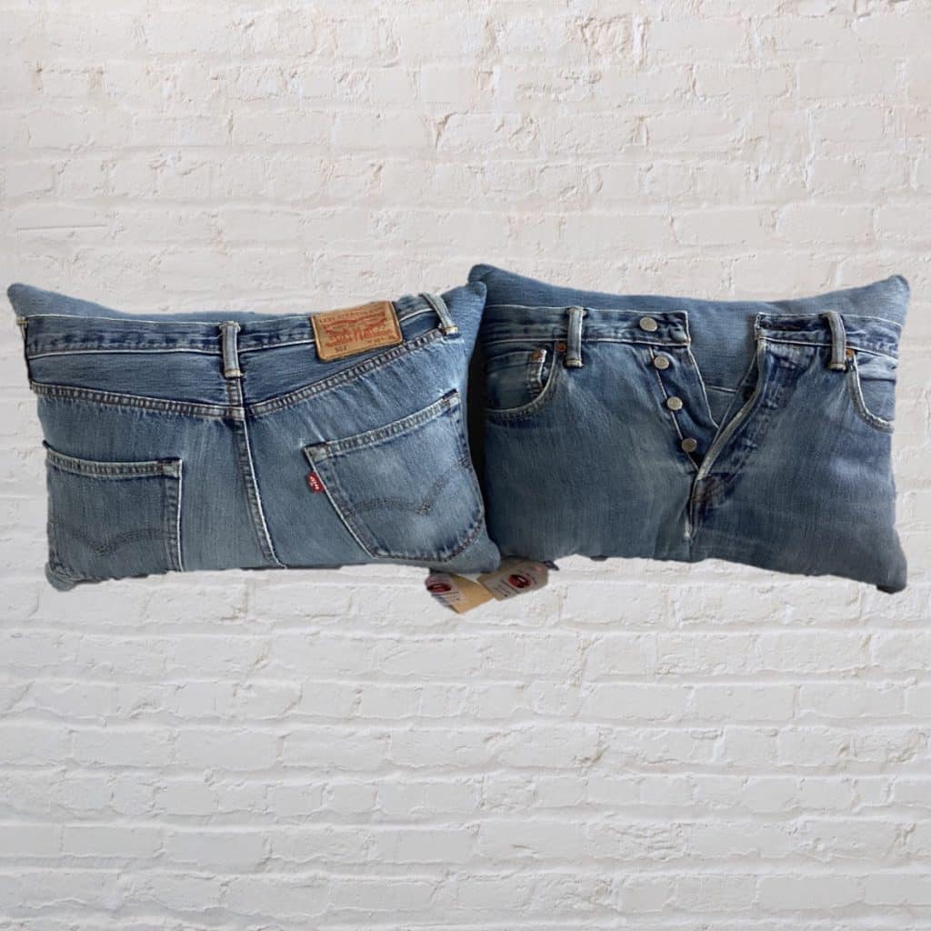 Unique shaped sofa cushions | Blue Denim Levi's Jeans Pillows