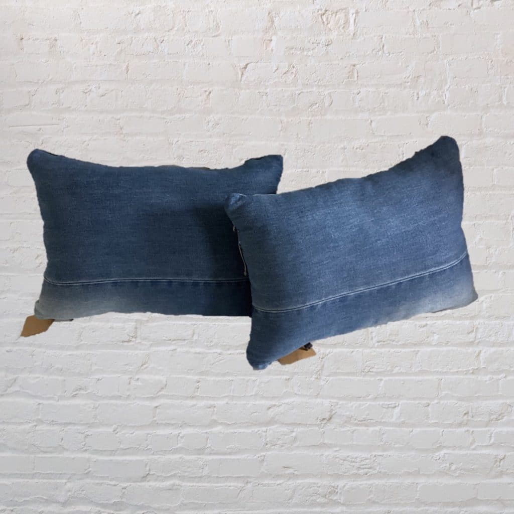 Blue Matching Denim Pillows | Horizontal Design Cushions