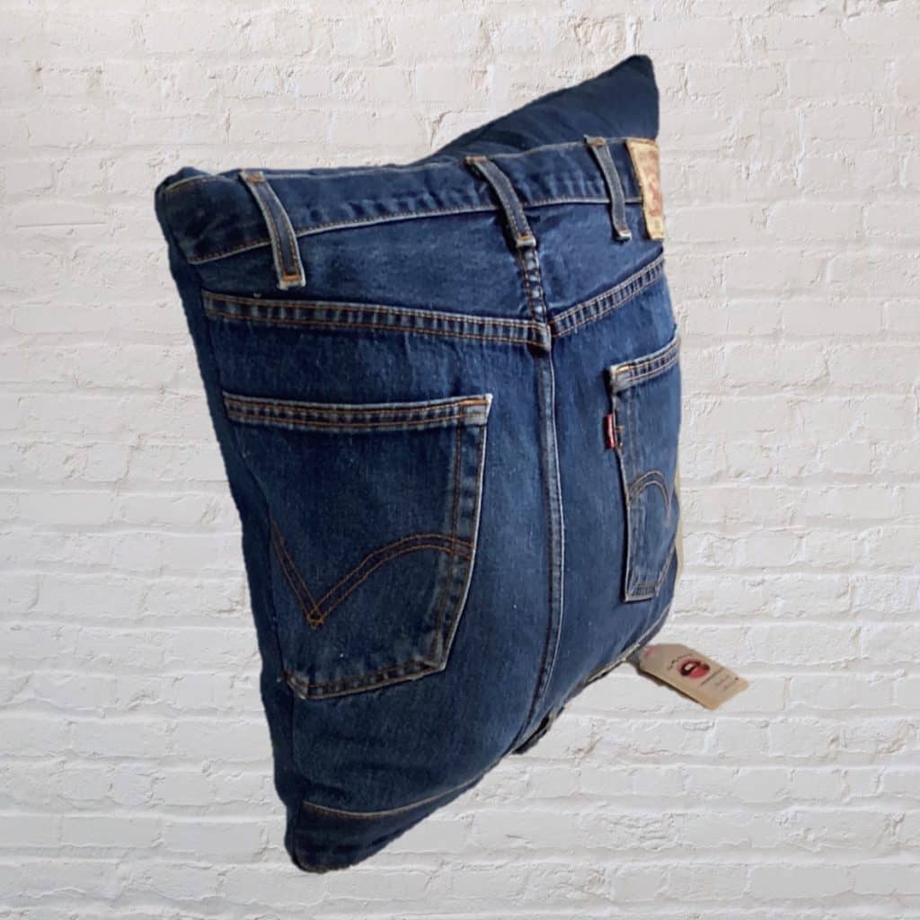 Blue Denim Jean Pillow | Oversized Gadget Cushion 16" x 16"