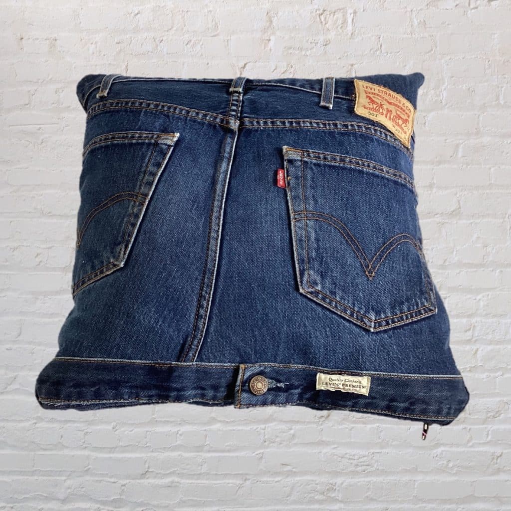 Blue Denim Jean Pillow | Oversized Gadget Cushion 16" x 16"