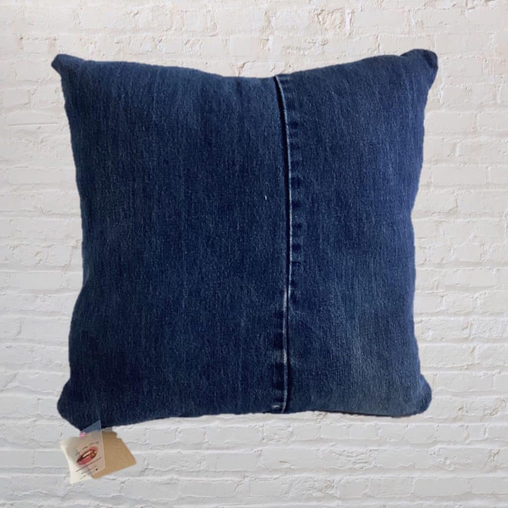 Blue Denim Jean Pillow | Oversized Gadget Cushion 16" x 16"