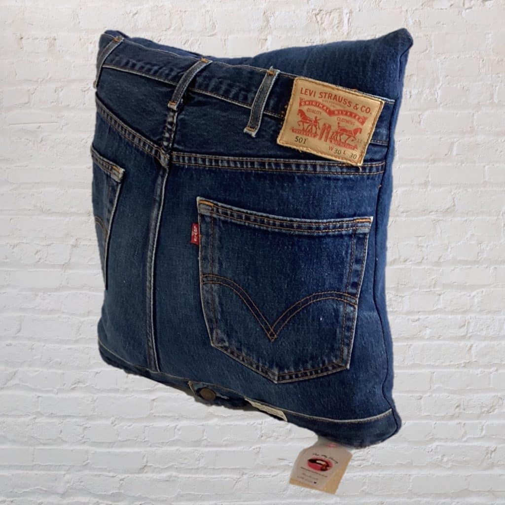 Blue Denim Jean Pillow | Oversized Gadget Cushion 16" x 16"Blue Denim Jean Pillow | Oversized Gadget Cushion 16" x 16"