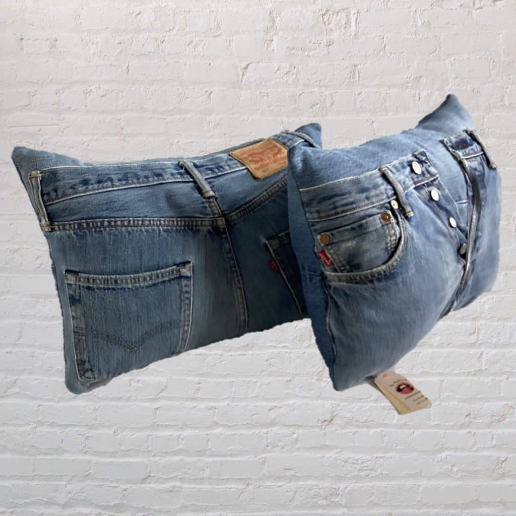 Unique shaped sofa cushions | Blue Denim Levi's Jeans Pillows