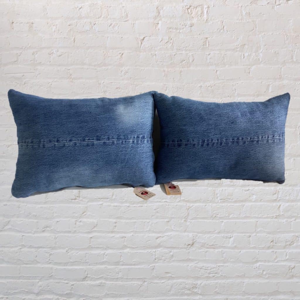 Unique shaped sofa cushions | Blue Denim Levi's Jeans Pillows