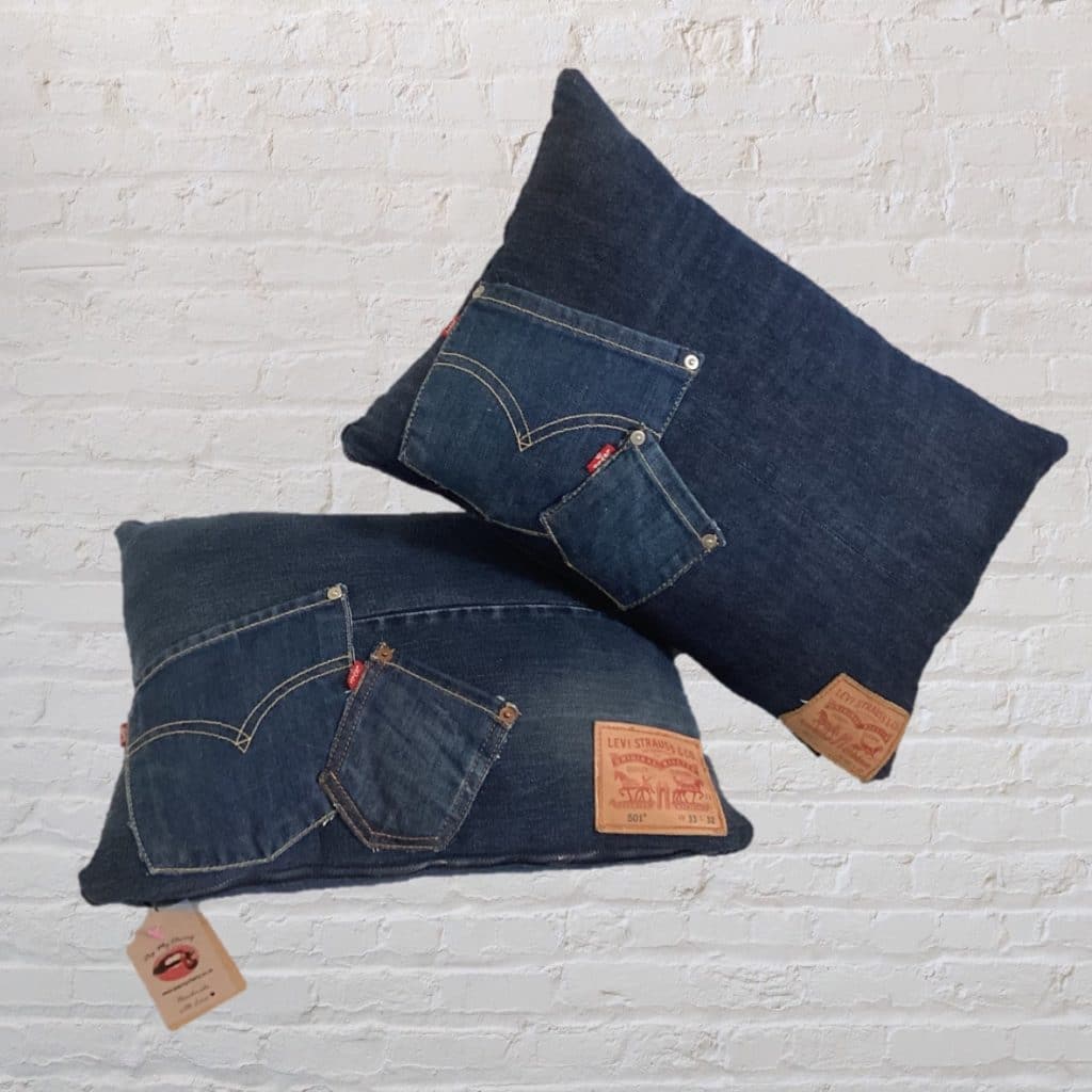 Dark Blue Pocket Cushions | Vintage Levi's 501 Jeans Pillows
