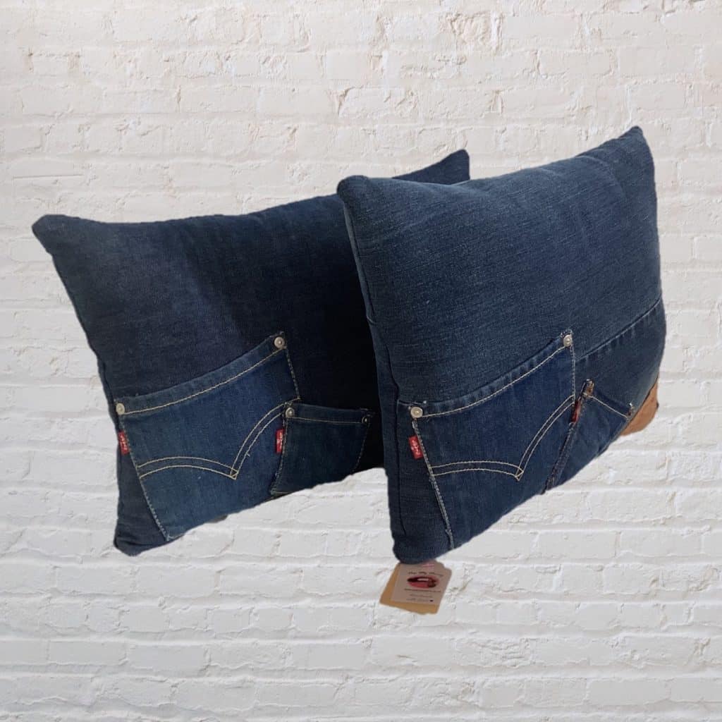 Dark Blue Pocket Cushions | Vintage Levi's 501 Jeans Pillows