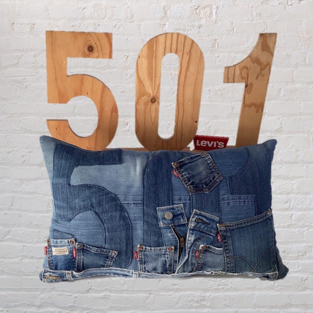 Recycled Oversized Pockets Pillow | Levi's 501 Denim Cushion