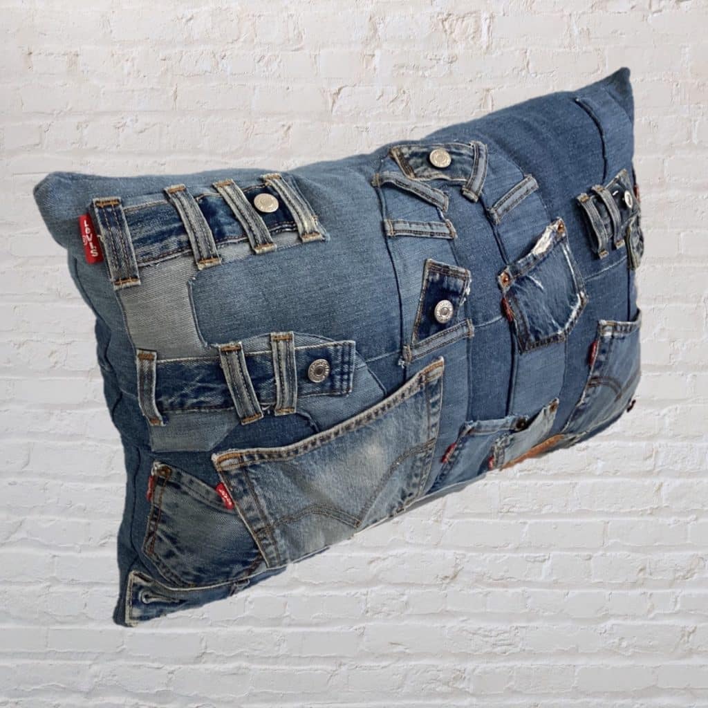 Recycled Levi's Denim Pillow | oversized large 501 Jeans Cushion