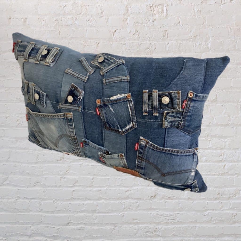 Recycled Levi's Denim Pillow | oversized large 501 Jeans Cushion
