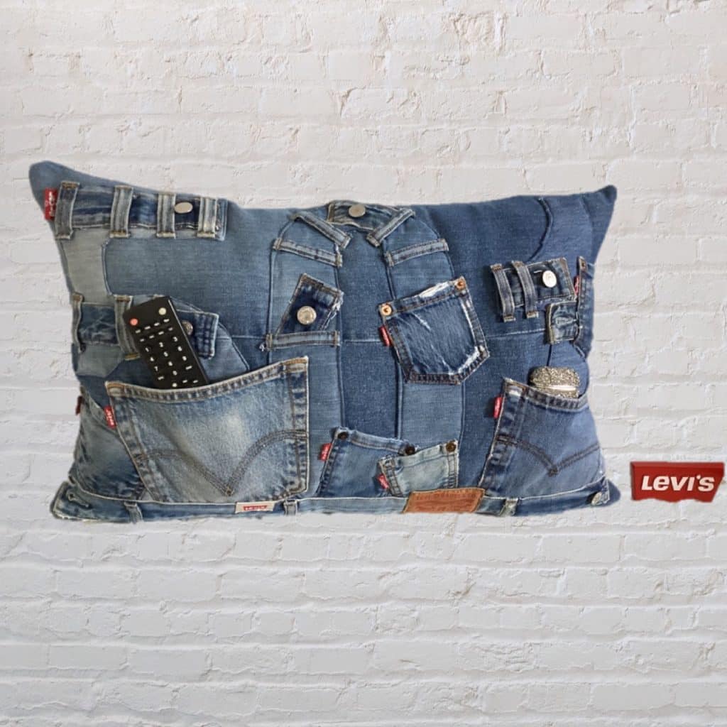 Recycled Levi's Denim Pillow | oversized large 501 Jeans Cushion