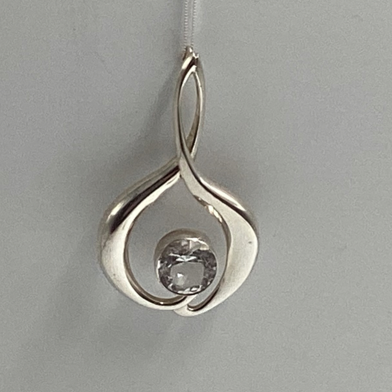 Mid-century Rock crystal pendant | vintage abstract Modernist Necklace