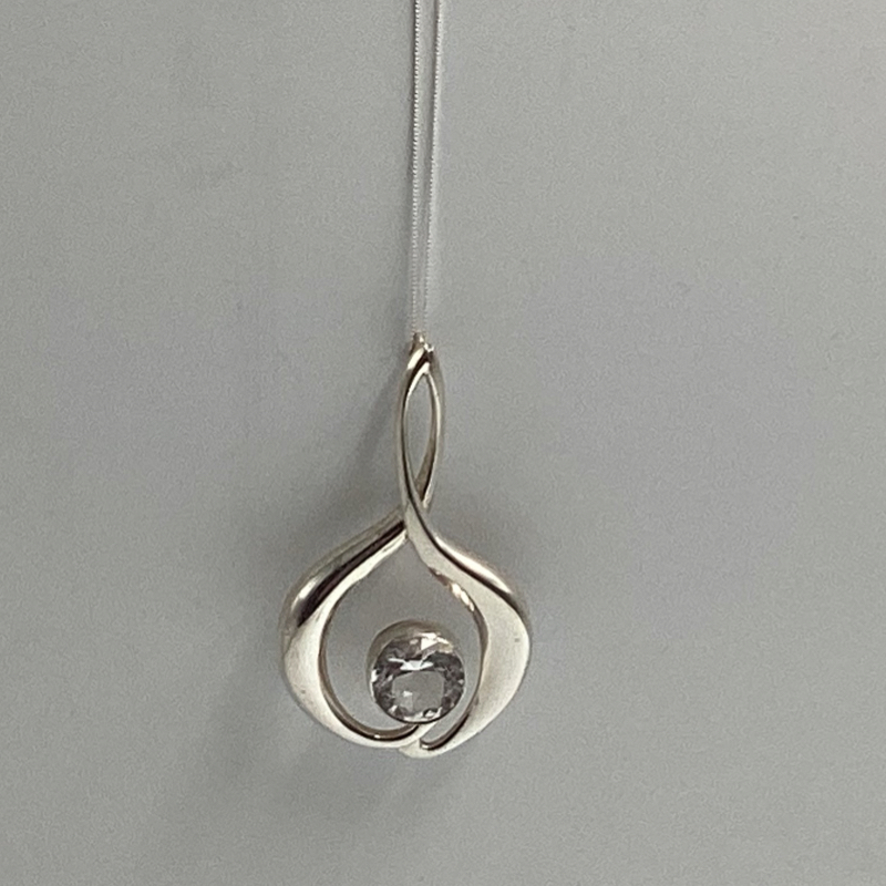 Mid-century Rock crystal pendant | vintage abstract Modernist Necklace