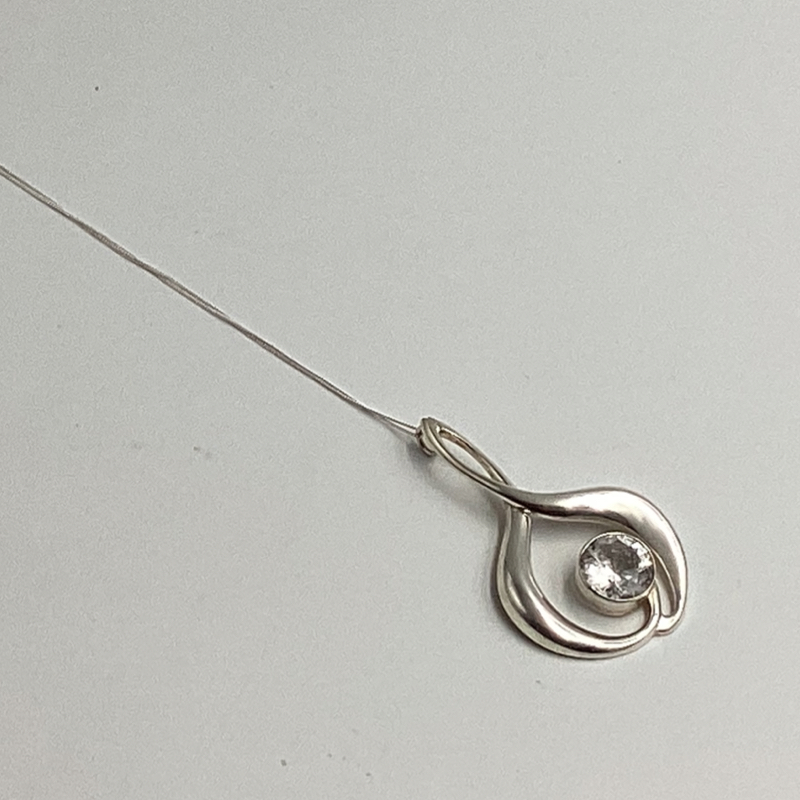 Mid-century Rock crystal pendant | vintage abstract Modernist Necklace