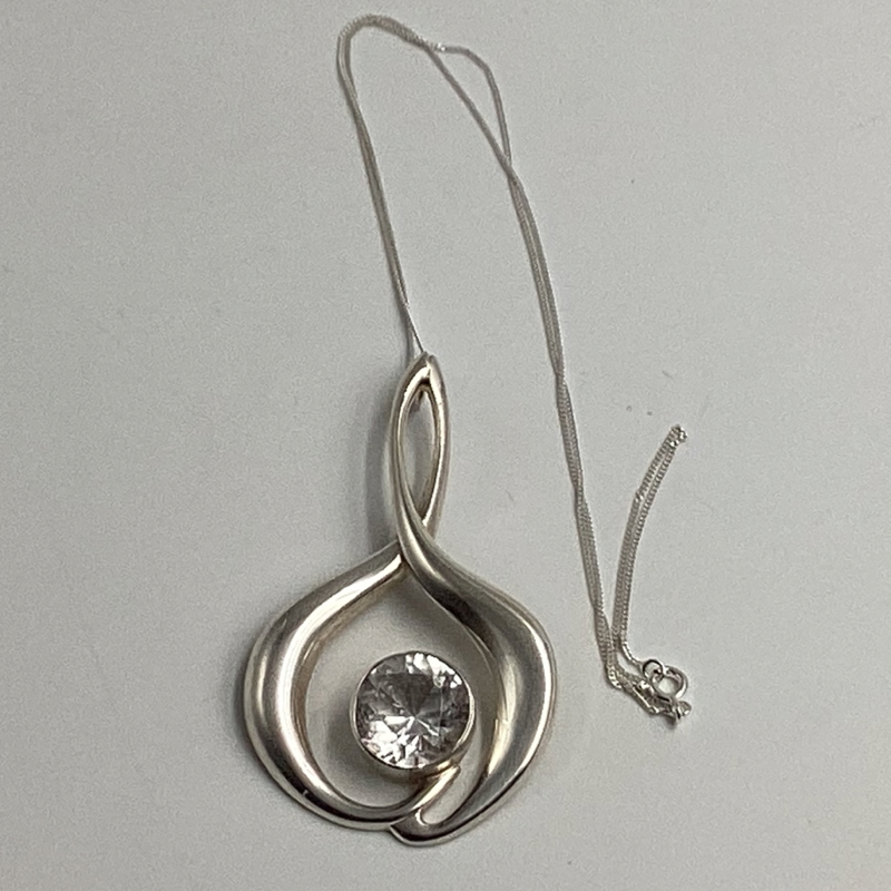 Mid-century Rock crystal pendant | vintage abstract Modernist Necklace