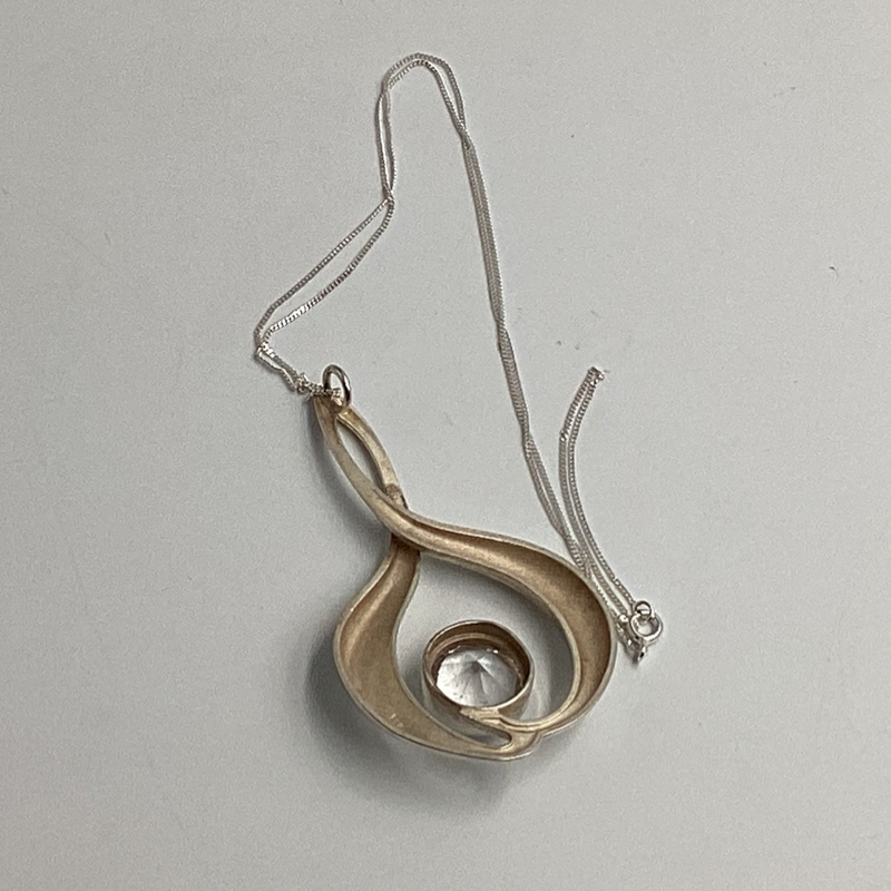 Mid-century Rock crystal pendant | vintage abstract Modernist Necklace