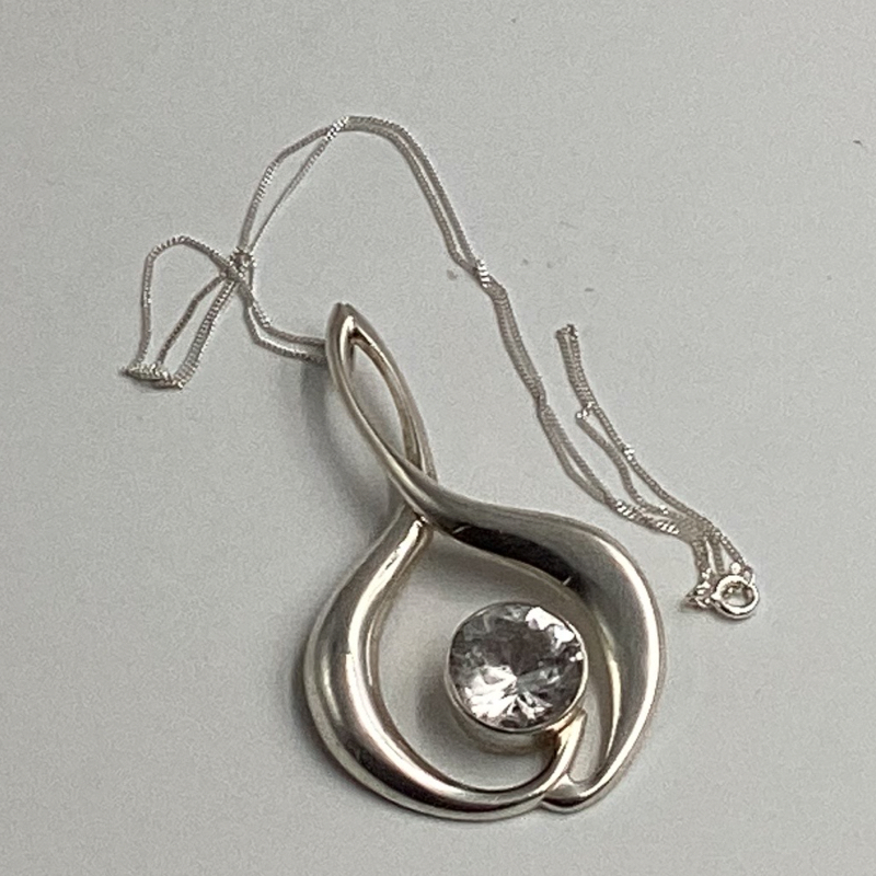 Mid-century Rock crystal pendant | vintage abstract Modernist Necklace