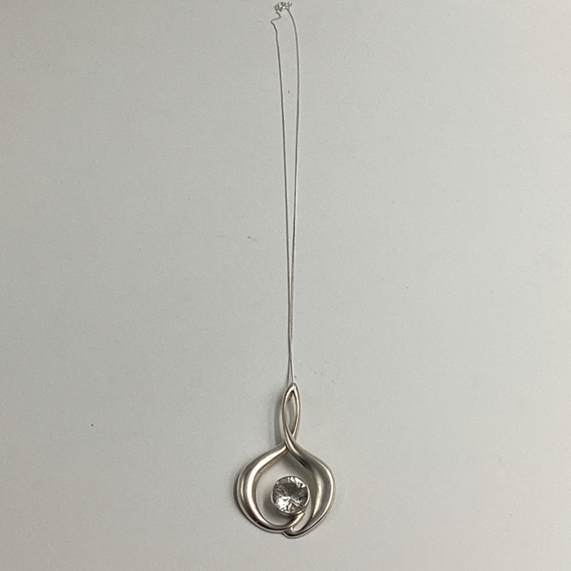 Mid-century Rock crystal pendant | vintage abstract Modernist Necklace