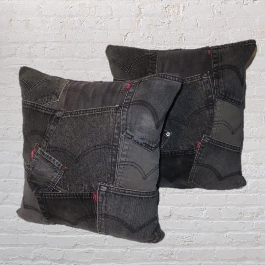 Dark Grey Pocket Cushions | Vintage Levi's Denim Jeans patchwork Pillows