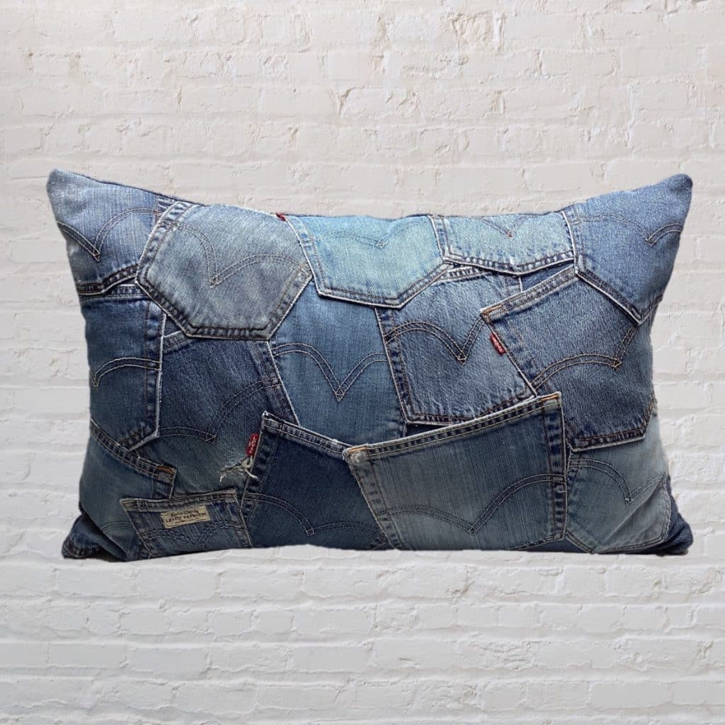Abstract Art Throw Pillow | Levi's Jeans Patchwork Pockets Cushions